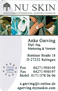 Anke Garving - Nu Skin-Vistenkarte